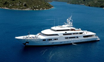 Charter yacht NOMAD at anchor in a bay