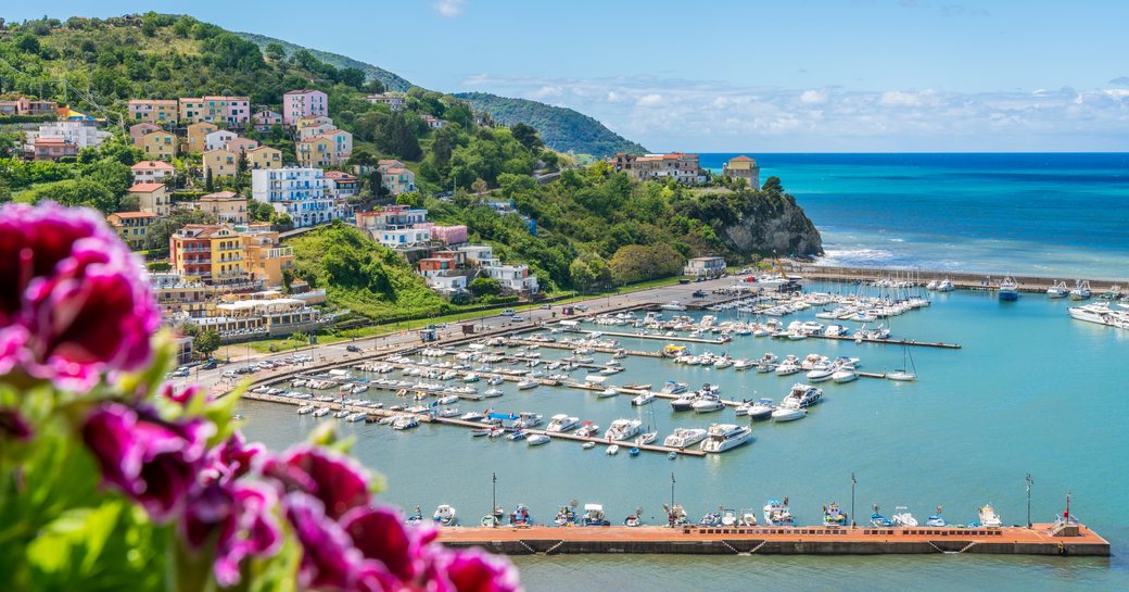 Panoramic view in Agropoli with the sea in the background. Cilento, Campania, southern Italy.