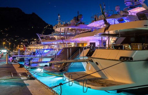 Yachts moored to the docks at marina grande capri